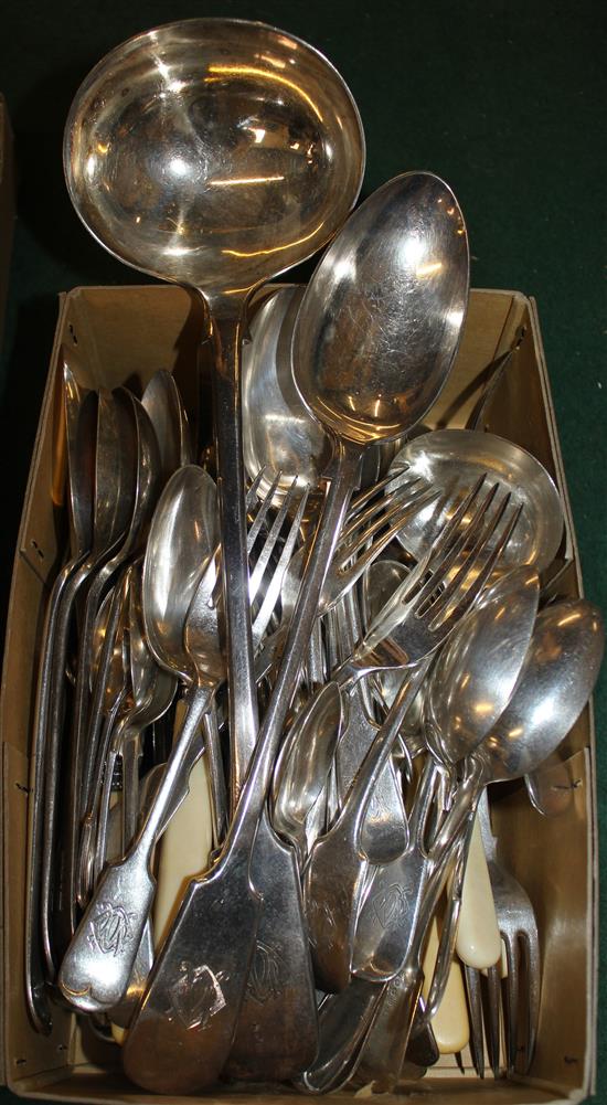 Part canteen of silver plated cutlery